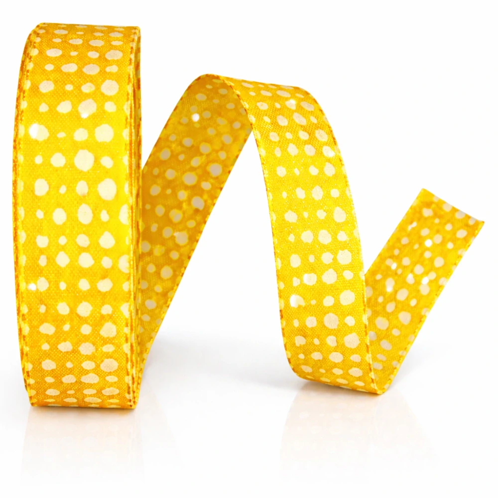 Bavlněná stuha YELLOW DOTS žlutá 25mm x 20m