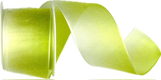 Stuha organzová DUO COLOR LIME limetkově zelená 40mm x 2m (11,-Kč/m)