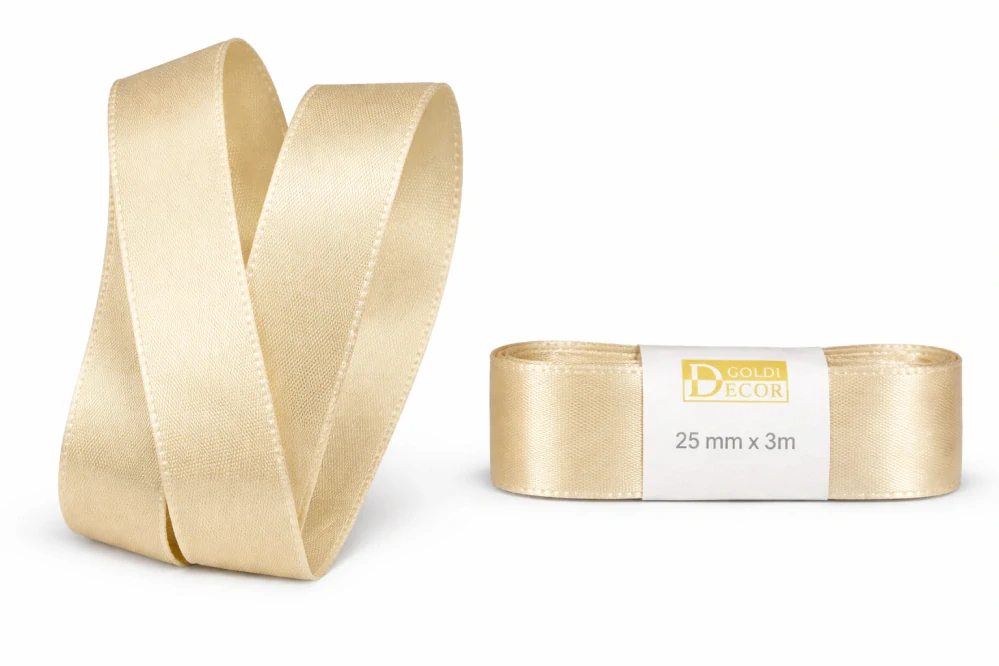 Stuha taftová Soft Cream krémová 25mmx3m (7,-Kč/m)
