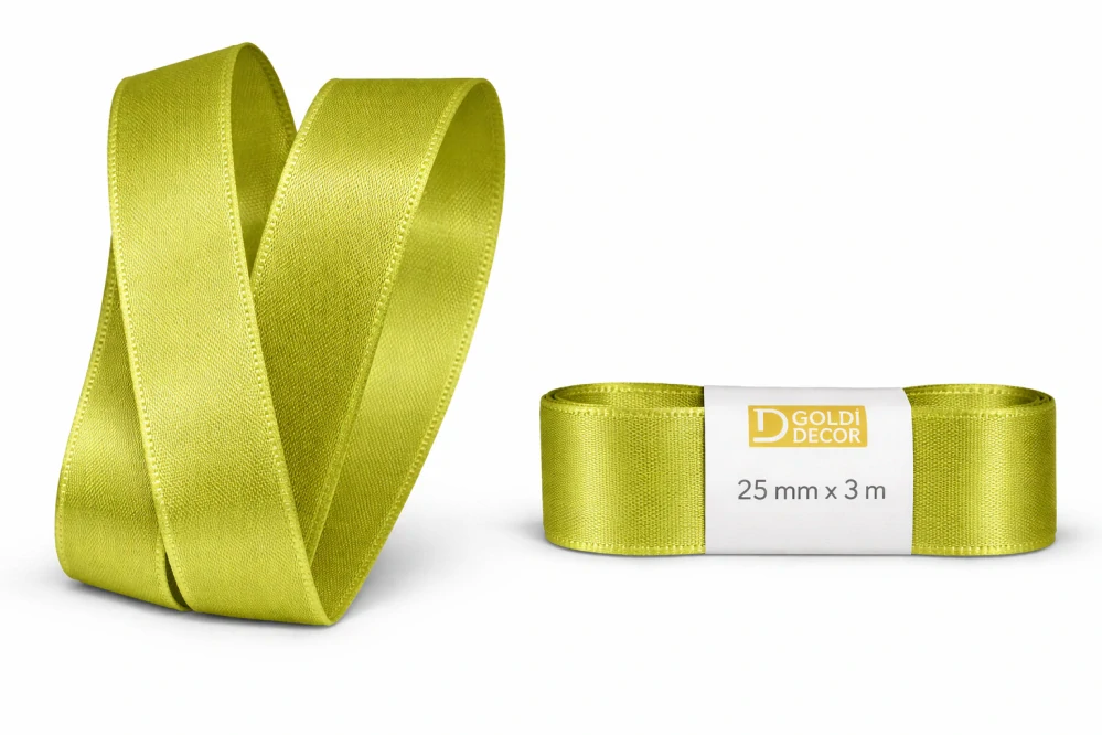 Stuha taftová Olive green olivově zelená 25mm x 3m (7,-Kč/m)
