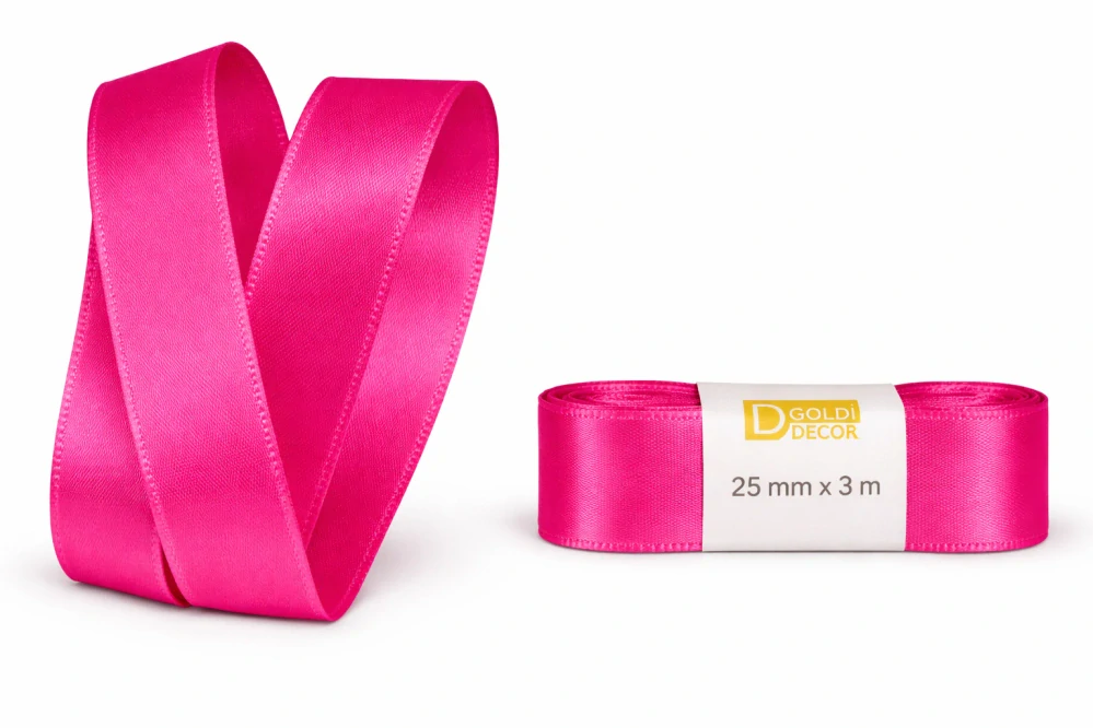 Stuha taftová Shocking Pink sytě růžová 25mm x 3m (7,-Kč/m)