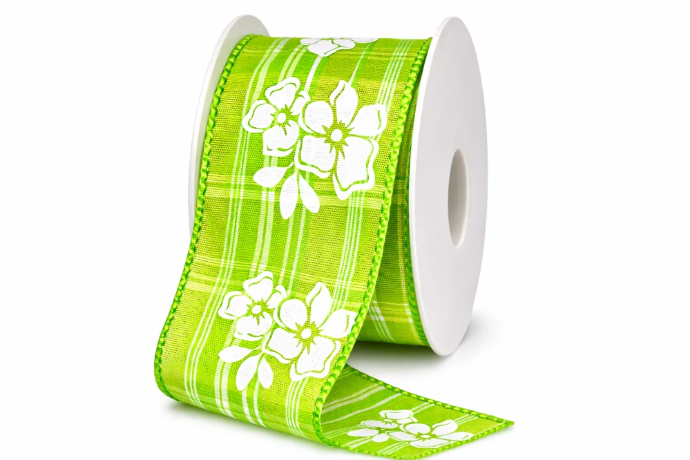Stuha taftová Summer Blossom Green zelená 40mm x 2m(13,-Kč/m)