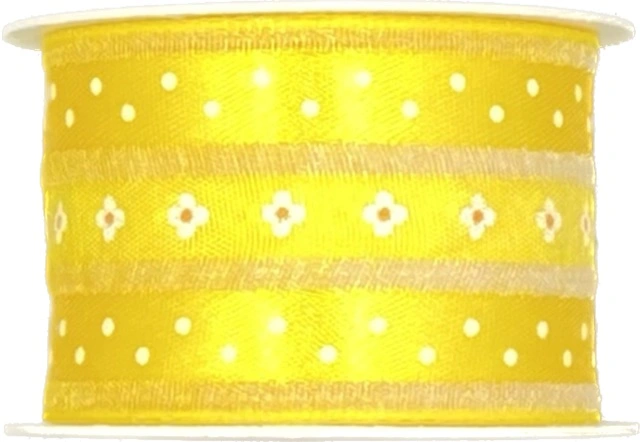 Stuha saténová LEMON BLOSSOM DELIGHT sytě žlutá 40mm x 2m (13,-Kč/m)