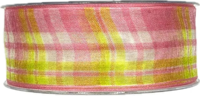 Taftová stuha PRESTIGE VICHY růžová 40mm x 20m