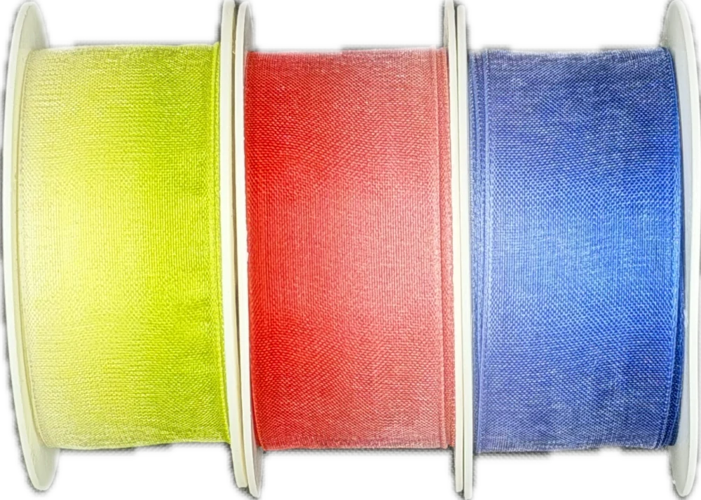 Stuha organzová DUO COLOR LIME limetkově zelená 40mm x 2m (11,-Kč/m)