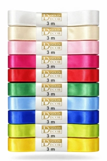 Sada 10ks saténových stuh 15mm x 3m (5,-Kč/m)