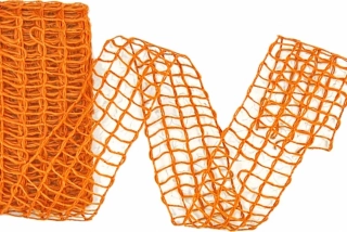 Síťovaná bavlněná stuha Nature Alma –Matte Orange oranžová 40mm x 2m (14,-Kč)