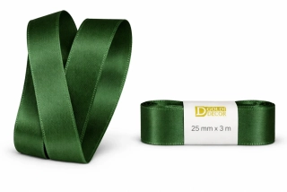 Stuha taftová Forest green tmavě zelená 25mm x 3m (7,-Kč/m)