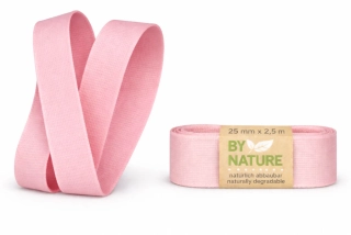 Stuha látková Nature Taft – Powder Pink pastelově růžová 25mm x 2,5m