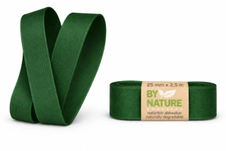 Stuha látková Nature Taft – Forest Green tmavě zelená 25mm x 2,5m (4,-Kč/m)