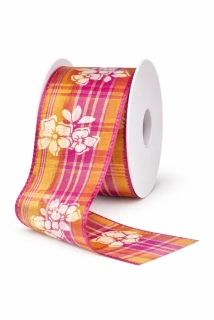 Stuha taftová Summer Blossom Pink-Orange oranžová 40mm x 2m (13,-Kč/m)