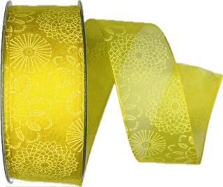 Stuha taftová LOLA YELLOW žlutá, transparentní 40mm x 20m A (9,- Kč/m)