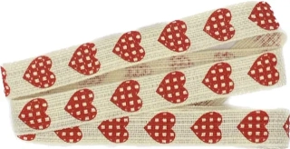 Stuha bavlněná Love Hearts Stitch smetanová 15mm x 2m(7,-Kč/m)