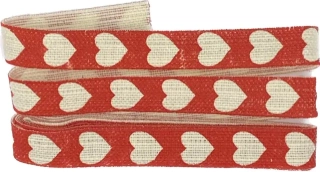 Stuha bavlněná Love Hearts Red červená 15mm x 2m (7,-Kč/m)