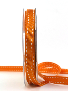 Stuha rypsová BUSTER Vibrant Orange prošívaná oranžová 15mm x 2m (10,-Kč/m)