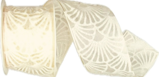 Stuha taftová ART DÉCO CREAM krémová průsvitná 40mm x 2m (13,-Kč/m)