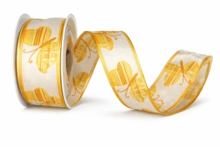 Stuha taftová SPRING BUTTERFLY Honey Gold oranžová 25mm x 2m